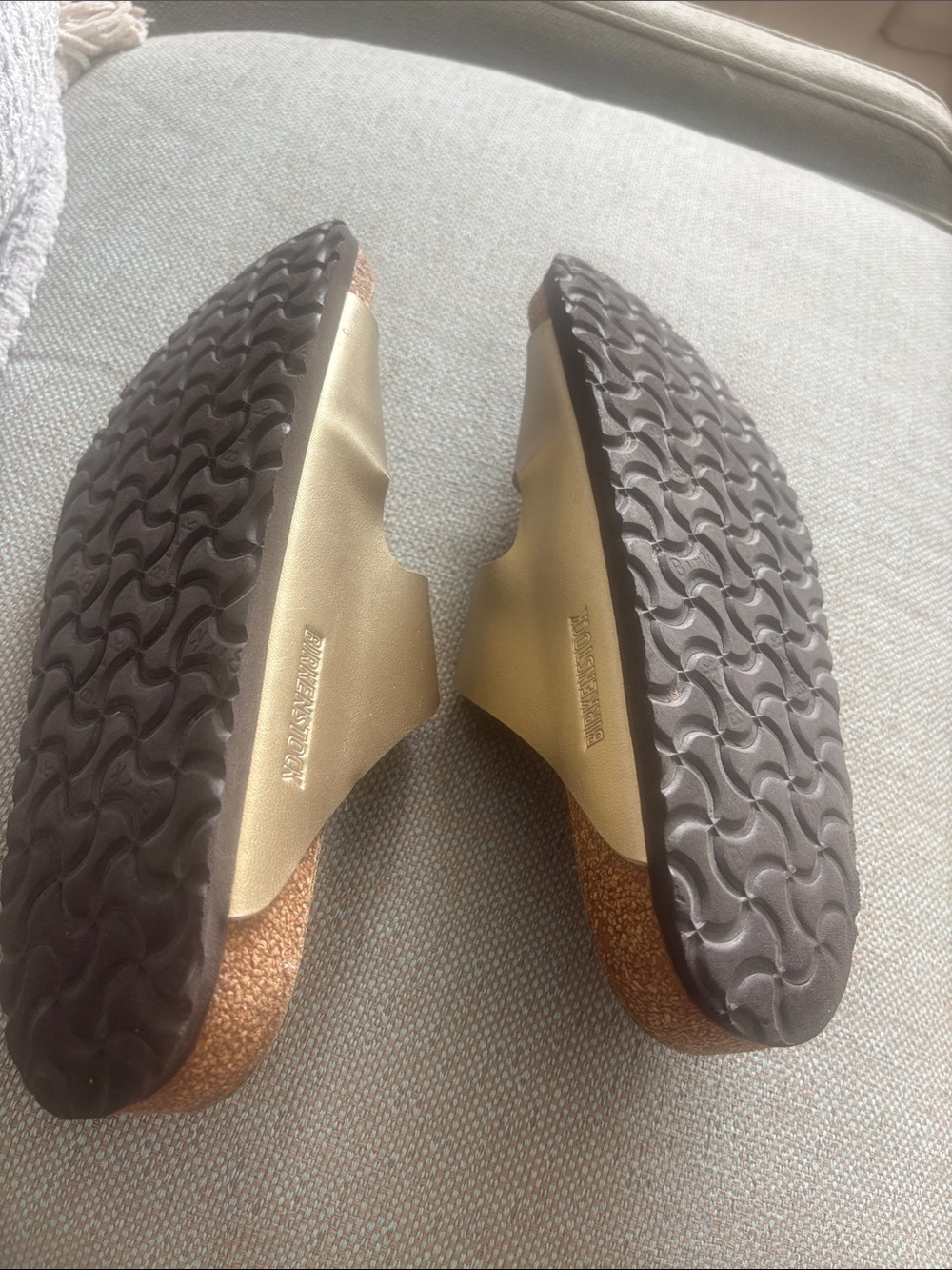 Birkenstock Arizona Metallic gold Two-Strap Sandal - Women's - Picture 4 of 5